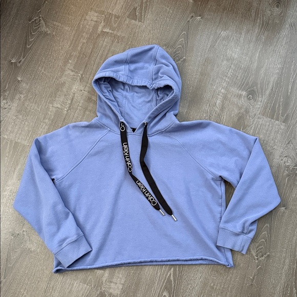 Calvin Klein Tops - Calvin Klein Purple Cropped Hoodie with Branded Black Drawstrings Medium